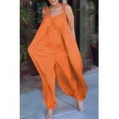 Lovely Casual Loose Orange One-piece Jumpsuit