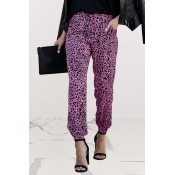 Lovely Trendy Leopard Print Purple Pants