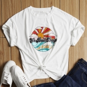 Lovely Leisure Print White T-shirt