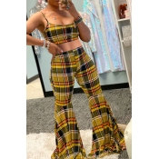 Lovely Sweet Grid Multicolor Two-piece Pants Set