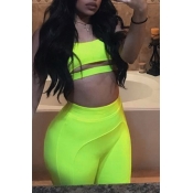 Lovely Sportswear Hollow-out Green Two-piece Short