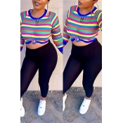 Lovely Casual Striped Multicolor T-shirt