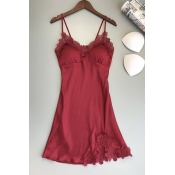 Lovely Sexy Lace Patchwork Red Babydolls
