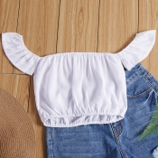 Lovely Stylish Dew Shoulder White Blouse