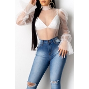 Lovely Sexy See-through White Blouse