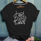 Lovely Casual Letter Print Black T-shirt