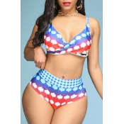 Lovely Print Multicolor Two-piece Swimsuit