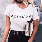 Lovely Leisure Letter Print White Plus Size T-shir