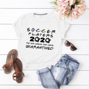 Lovely Casual O Neck Letter Print White T-shirt