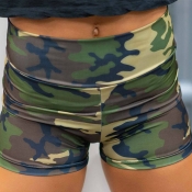 Lovely Sportswear Camo Print Army Green Shorts