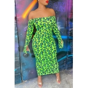 Lovely Casual Print Green Ankle Length Dress