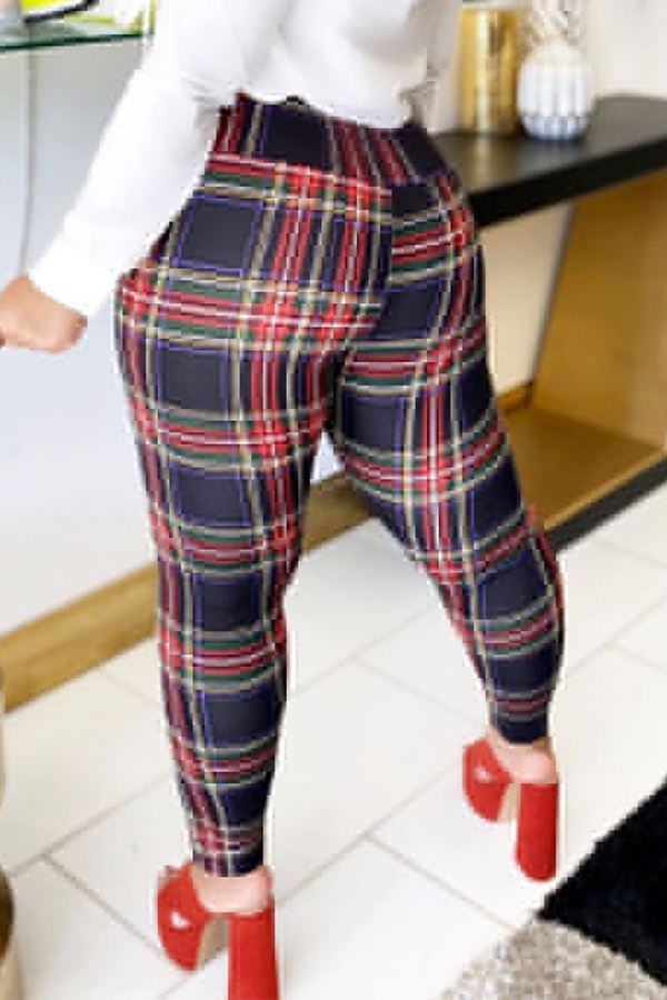Lovely Trendy Grid Red And Black Pants