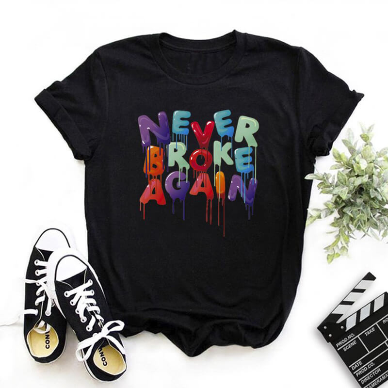 Lovely Leisure O Neck Letter Print Black T-shirt