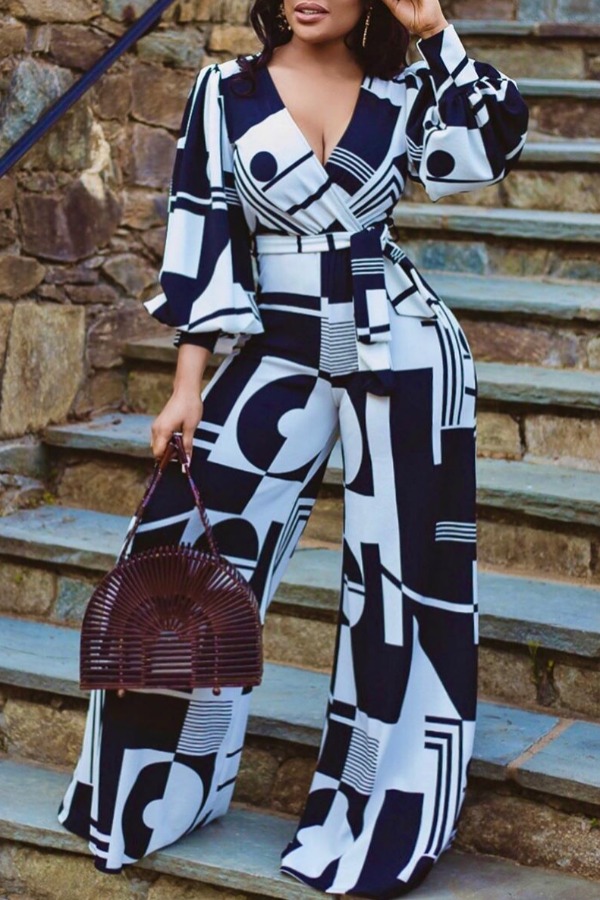 Lovely Trendy Print Black&nbsp;One-piece Jumpsuit