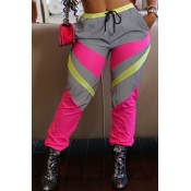 Lovely Sportswear Patchwork Rose Red Pants