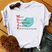 Lovely Casual O Neck Letter Print White T-shirt