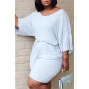 Lovely Leisure Fold Design White Plus Size Two-pie