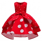 Lovely Sweet Dot Print Red Girl Knee Length Dress