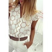 Lovely Trendy Print White Blouse