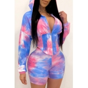 LW Casual Tie-dye Multicolor Two-piece Shorts Set