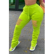 Lovely Casual Hollow-out Green Plus Size Pants