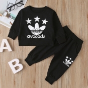 Lovely Casual Print Black Boy Two-piece Shorts Set