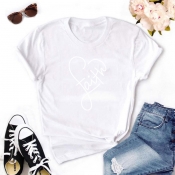 Lovely Leisure Heart White T-shirt