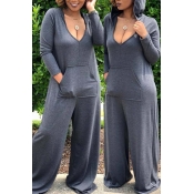 LW Plus Size Leisure Deep V Neck Grey One-piece Ju
