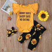 Lovely Sweet Letter Print Yellow Girl Two-piece Pa