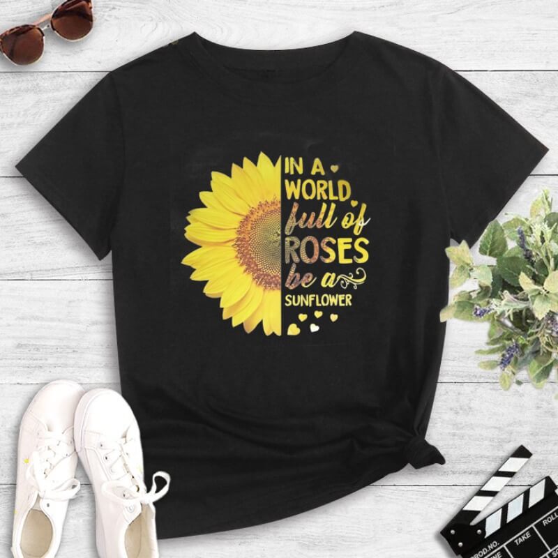Lovely Casual O Neck Print Black T-shirt