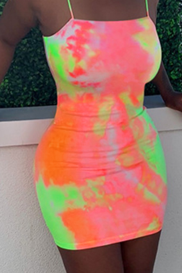 Lovely Casual Tie-dye Jacinth Mini Dress