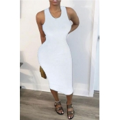 Lovely Leisure Hollow-out White Mid Calf Dress