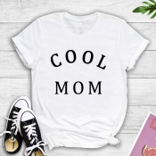 Lovely Leisure O Neck Letter White T-shirt