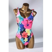 Lovely Floral Print Multicolor One-piece Swimsuit