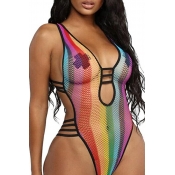 Lovely Rainbow Striped One-piece Swimsuit