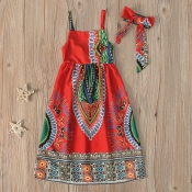 Lovely Bohemian Print Red Gril Maxi Dress