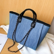 Lovely Casual Chain Strap Baby Blue Messenger Bag