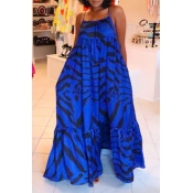 Lovely Stylish Loose Print Blue Maxi Dress