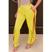 Lovely Casual Side High Slit&nbsp;Yellow Pants