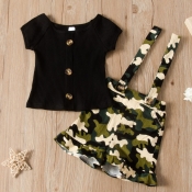 Lovely Trendy Print Black Girl Two-piece Shorts Se