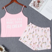 Lovely Leisure Print Pink Sleepwear