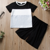 Lovely Casual Patchwork Black Boy Two-piece Shorts