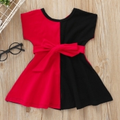 Lovely Casual Patchwork Black Girl Knee Length Dre