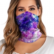 Lovely Leisure Starry Sky Print Purple Face Scarf