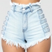 lovely Trendy Patchwork Baby Blue Shorts