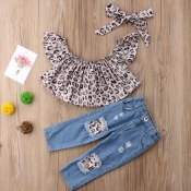 lovely Leisure Leopard Print Girl Two-piece Pants 