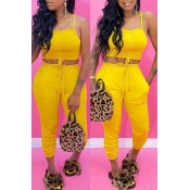 LW Sexy Lace-up Yellow Two-piece Pants Set