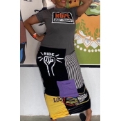 LW Plus Size Letter Print Patchwork Dress