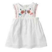 lovely Casual Embroidery White Girl Mid Calf Dress
