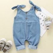 lovely Stylish Knot Design Baby Blue Girl One-piec